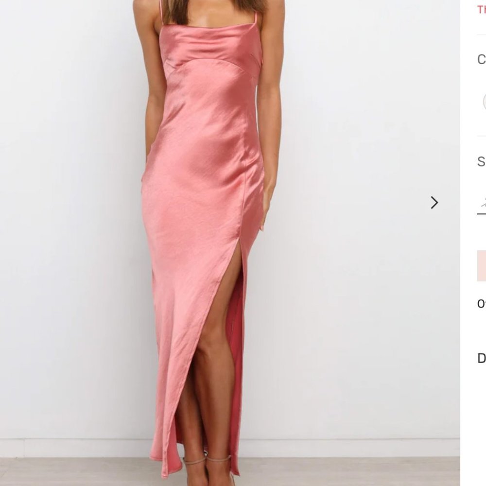 Petal and Pup Cheya Pink satin midi dress with slit